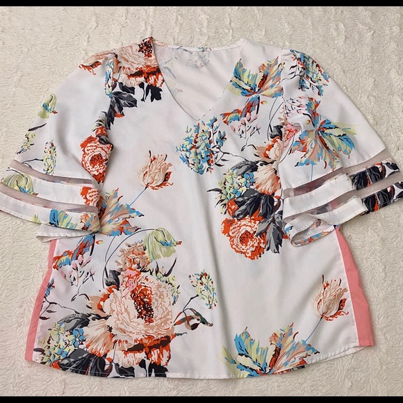 Tops - Satin Bell Sleeve Top L